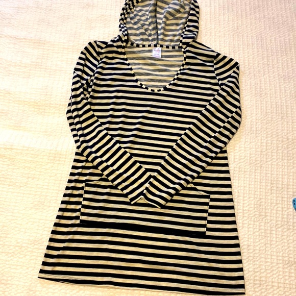 Sale ๐ฅNWOT Merona Striped Long Sleeve Hoodie Pool Coverup Dress, size M - Picture 1 of 4